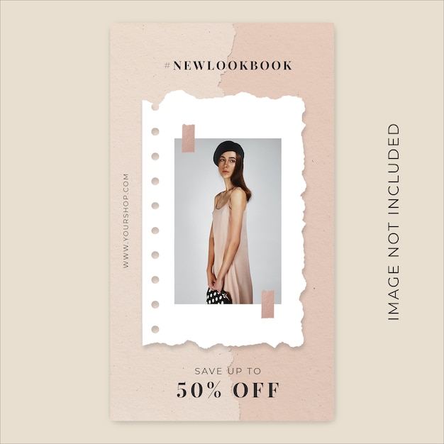 New Season Fashion Collection torn paper instagram stories banner template