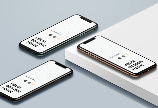 New smartphones Mockup facing up