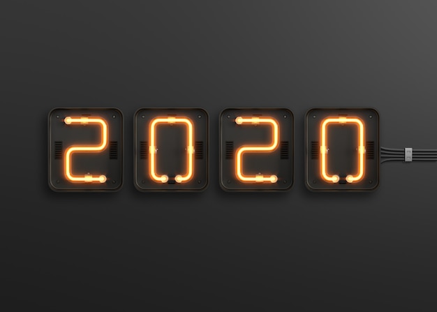 New year 2020 made from neon light