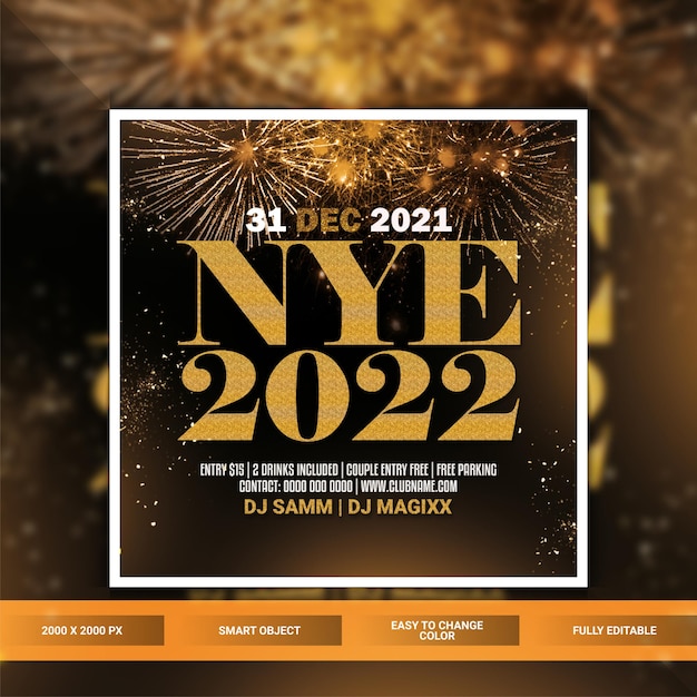 New year 2022 celebration instagram web banner template