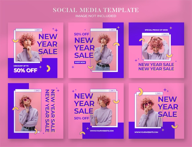 New Year 2022 Sale social media banner and instagram post template