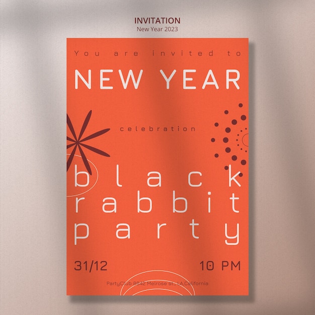 New year 2023 invitation template design