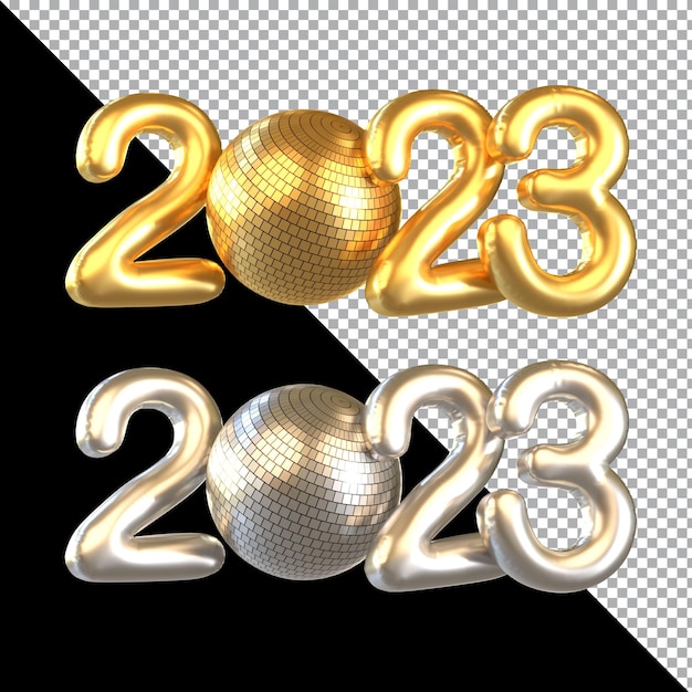 New Year 2023 isolated 3D Render for design Element