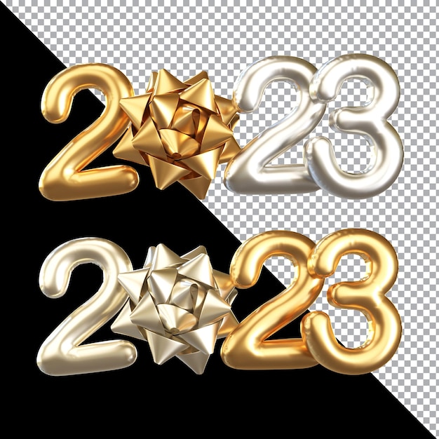 New Year 2023 isolated 3D Render for design Element