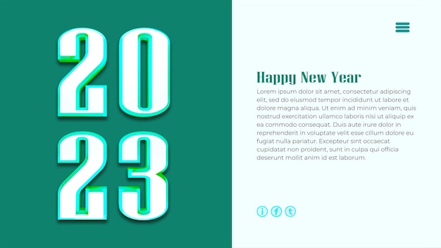 PSD new year 2023 web page template