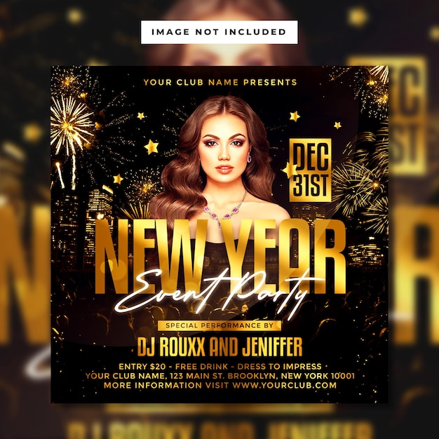 New year event party invitation flyer template