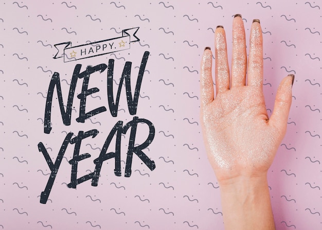 PSD new year lettering mock-up on pink background