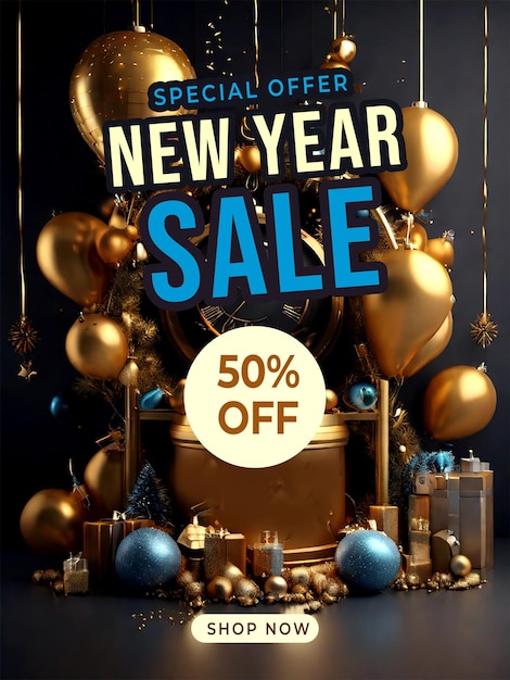 New year sale social media post template