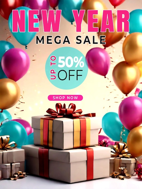 New year sale social media post template