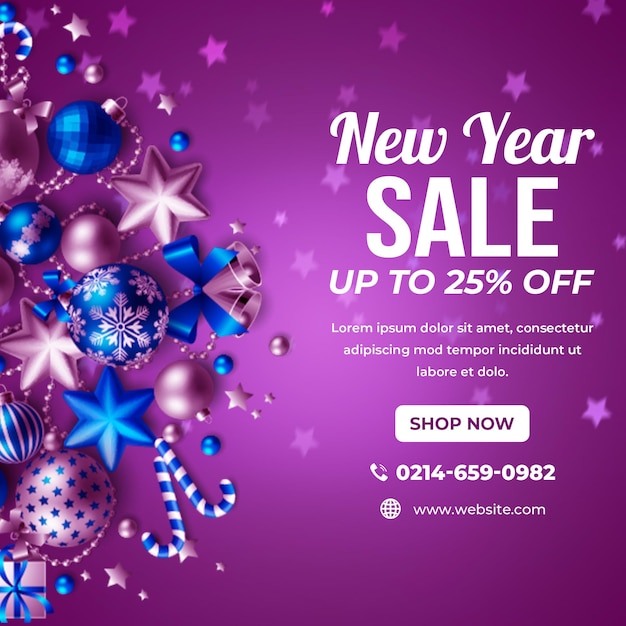 New Year Sale Social Media Promotion And Banner Post Design Template