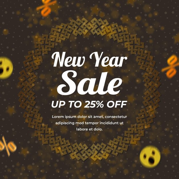 New Year Sale Social Media Promotion And Banner Post Design Template