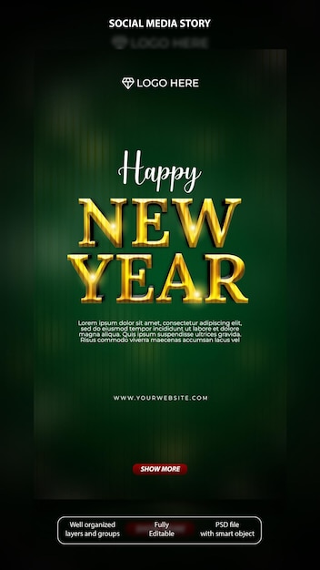 New Year Social Media Story Template With Text Effects