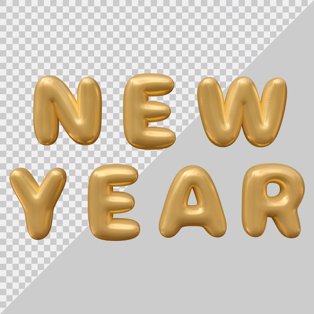 New year text design with 3d modern style