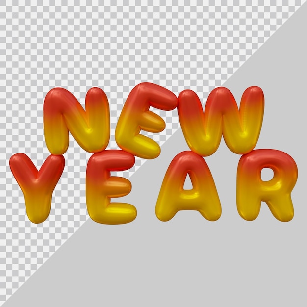 New year text design with 3d modern style