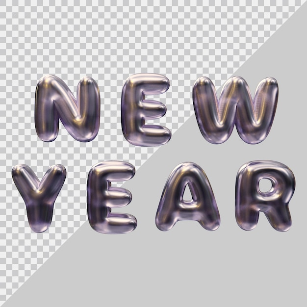 New year text design with 3d modern style