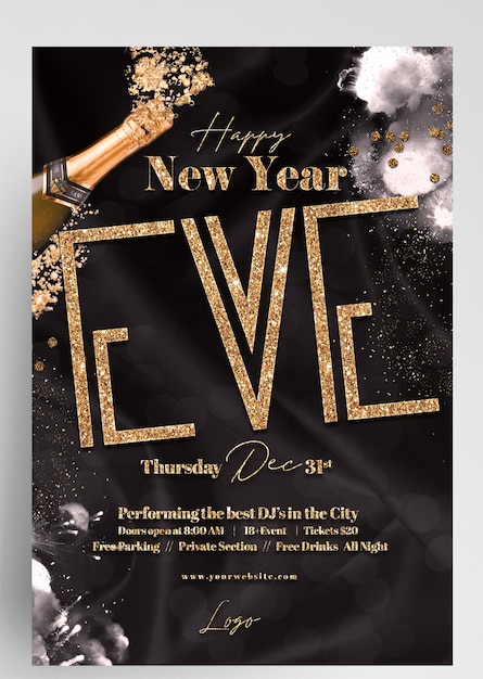 PSD new years eve event instagram banner flyer design