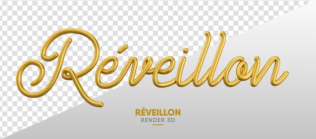 New Years Eve Label 3d realistic golden render on transparent background