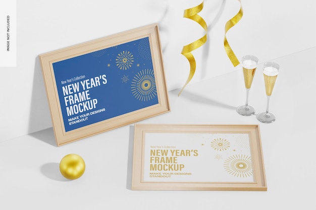 New Years Frames Mockup, Standing and Dropped