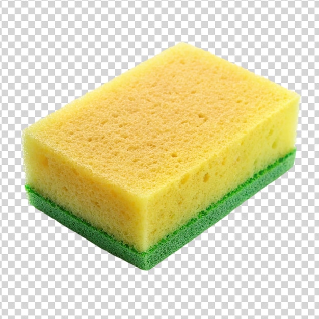 PSD new yellow green kitchen sponge for washing dishes isolated on white background