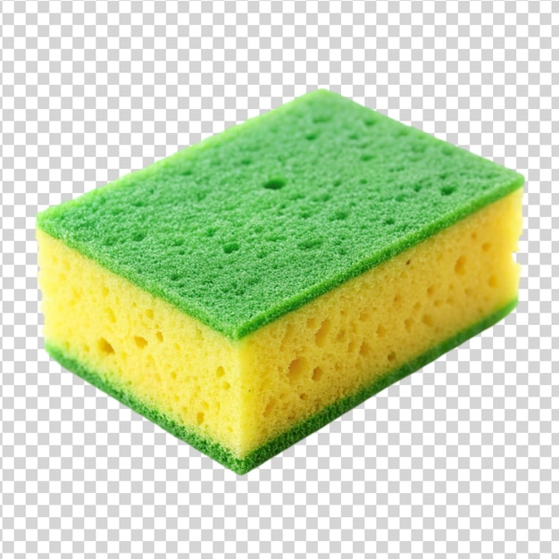 PSD new yellow green kitchen sponge for washing dishes isolated on white background