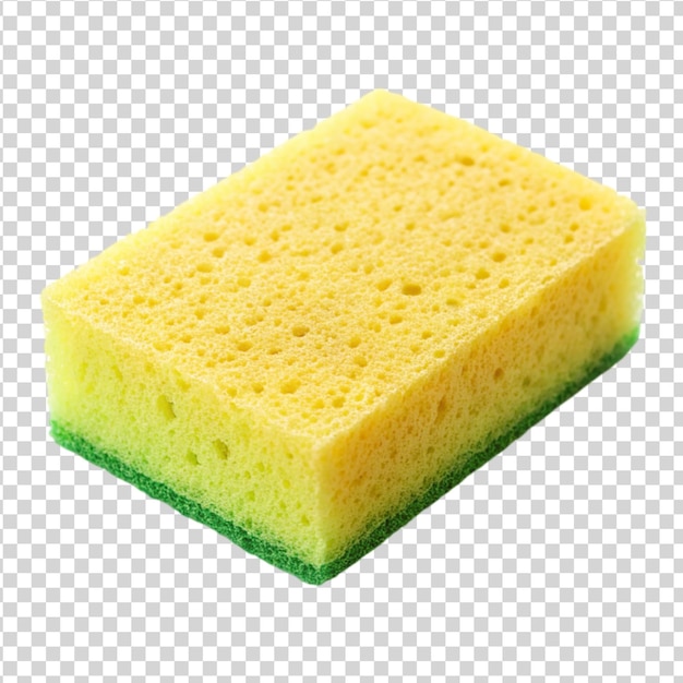 PSD new yellow green kitchen sponge for washing dishes isolated on white background