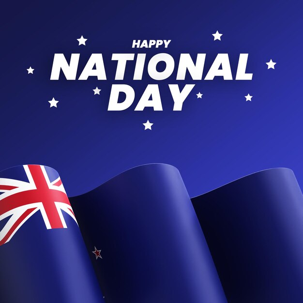 PSD new zealand flag design national independence day banner editable text and background