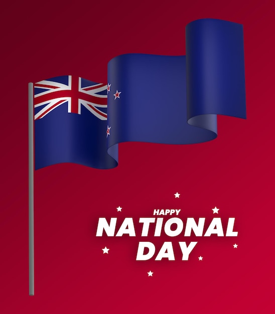 PSD new zealand flag element design national independence day banner ribbon psd