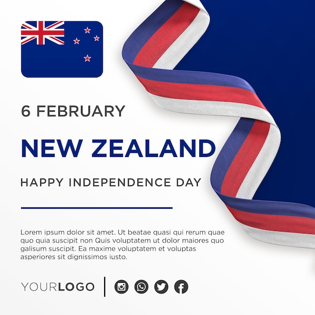 PSD new zealand national independence day celebration banner national anniversary post template