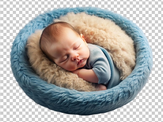 PSD newborn baby sleeps on pillow