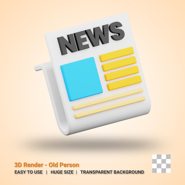 News 3d icon illustration with transparent background