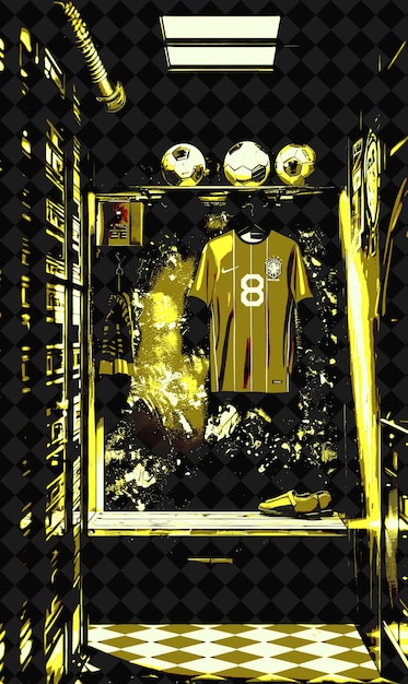 PSD neymar jrs jersey hanging in a locker room with a red samba brazil scene and culture illustrations