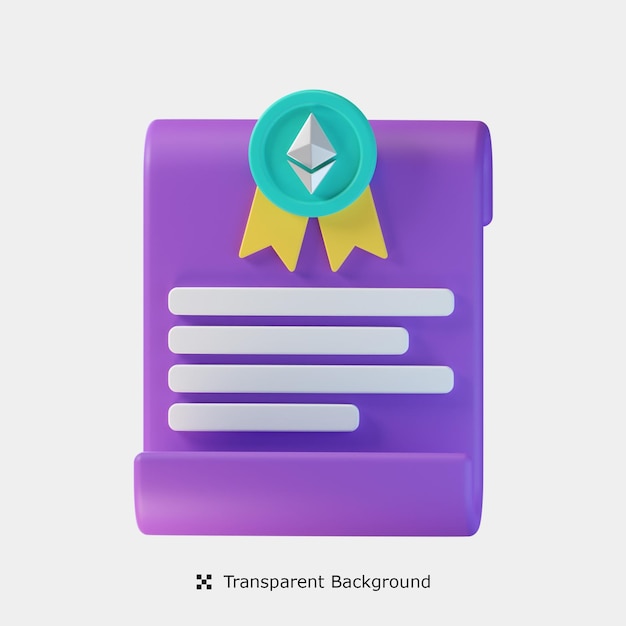 Nft Certificate 3d Icon Illustration