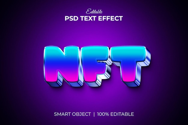 NFT editable 3d text effect mockup Premium PSD