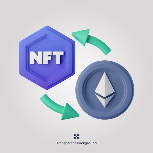 Nft ethereum exchange 3d icon illustration