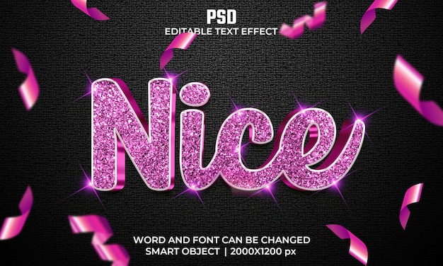 Nice 3d editable text effect Premium Psd with background