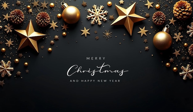 PSD nice christmas greeting card on black background