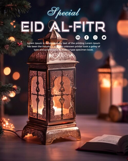 Nice Eid al Fitr Social media Post Template with Ramadan Kareem elegant luxury decorative Background