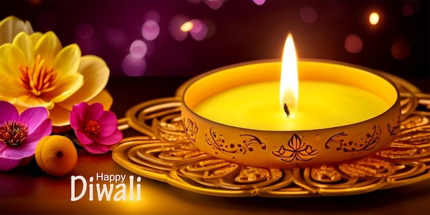 Nice happy diwali occasion background with diya design