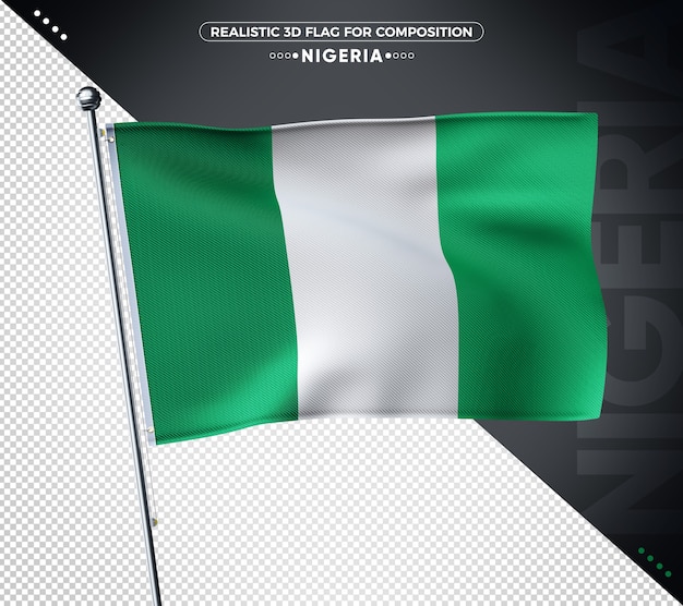 Nigeria 3D flag with realistic texture