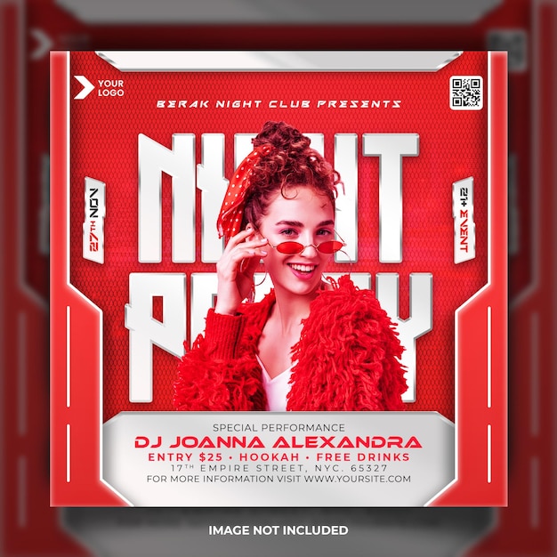 Night Club DJ Party Flyer Template with Cyberpunk Concept