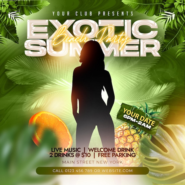 Night Club Flyer Social Media Post Editable Photoshop PSD Black Friday Summer Flyer