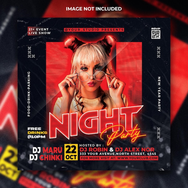 Night club flyer story template for social media