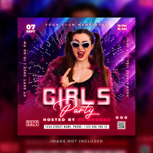 night club music dj party flyer social media post and web banner