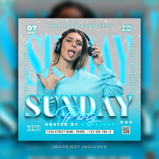 night club music dj party flyer social media post and web banner