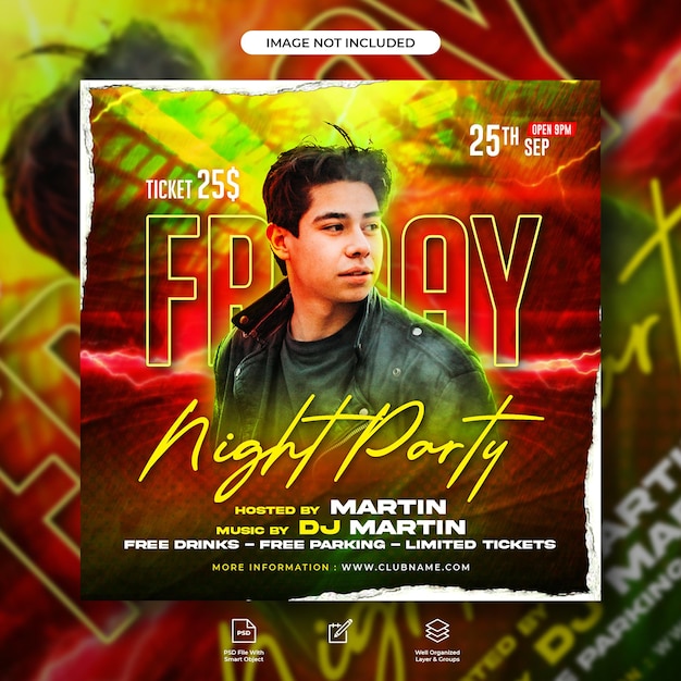 Night club party flyer or social media banner template