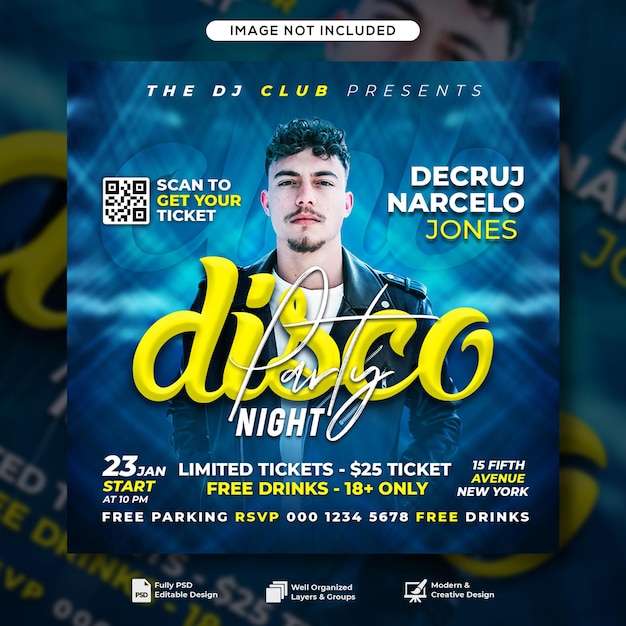 Night club party flyer social media instagram post banner