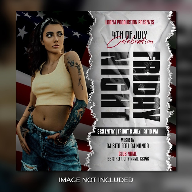 Night club party flyer social media post template banner