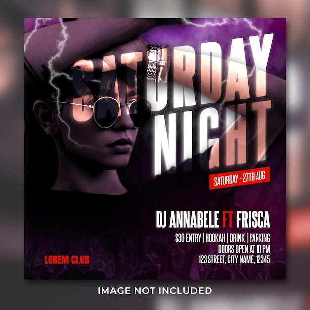 Night club party flyer social media post template banner