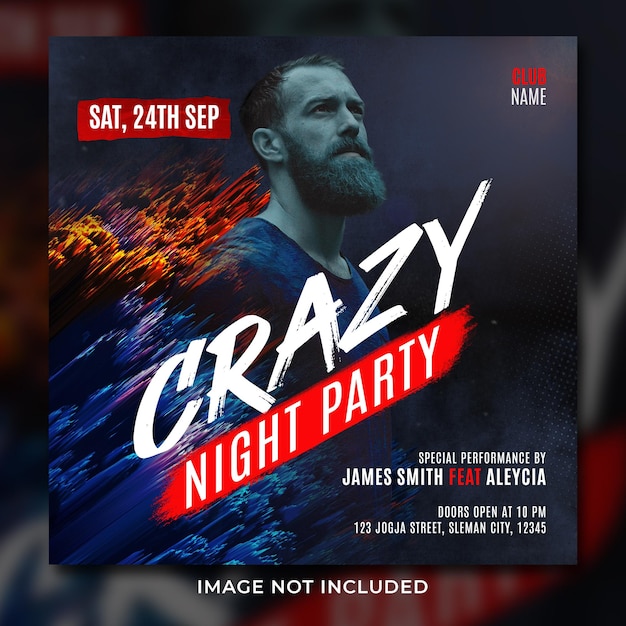 Night club party flyer social media post template banner