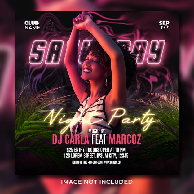 Night club party flyer social media post template banner